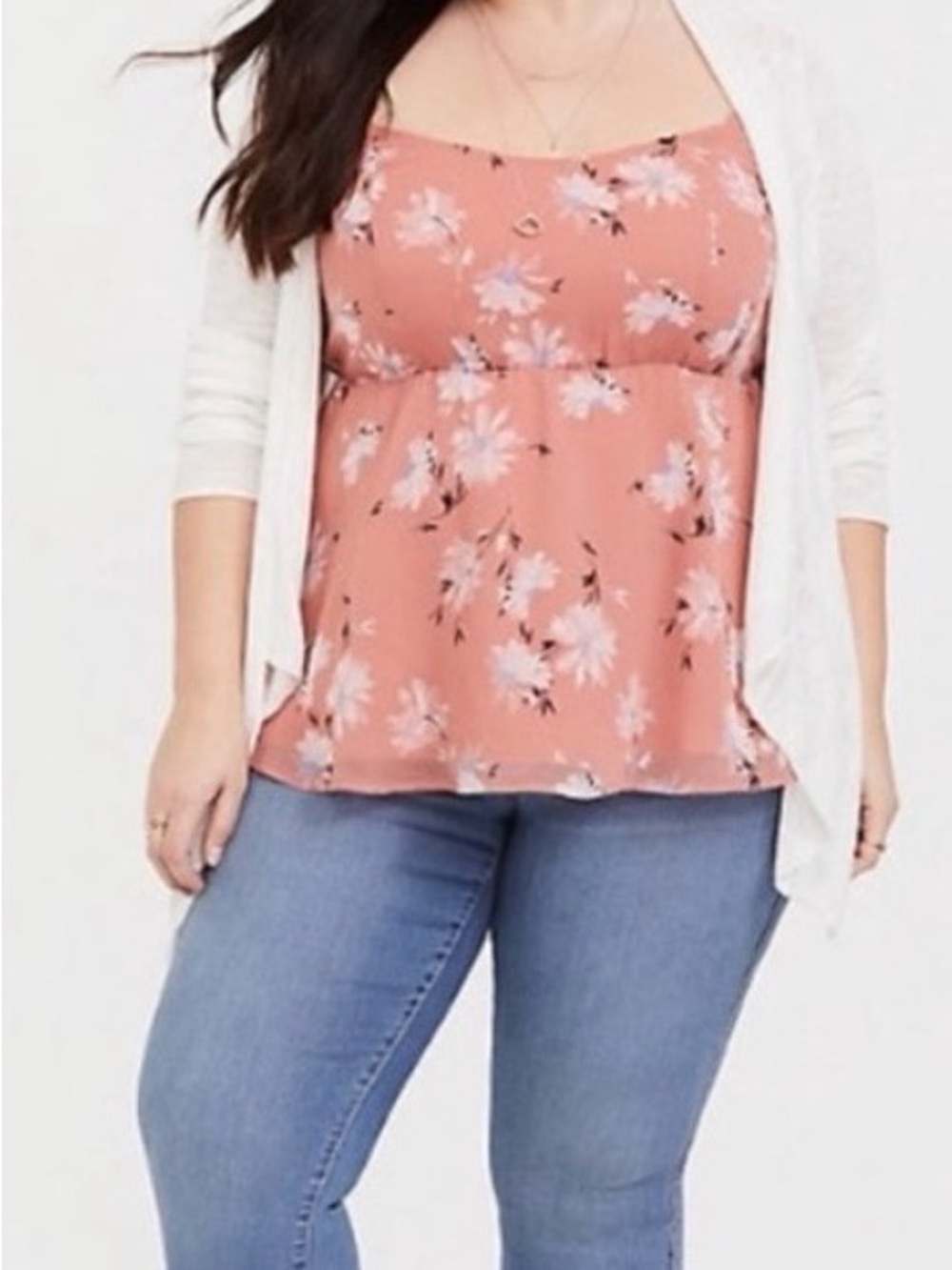 Torrid Blush Pink Floral Chiffon-Look Spaghetti Strap Camisole